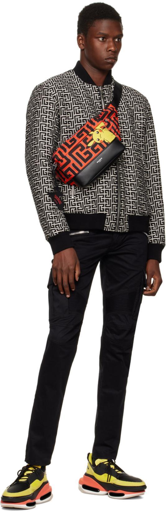 BALMAIN Dark Wash Tapered Fit Cargo Jeans 17cm In Black