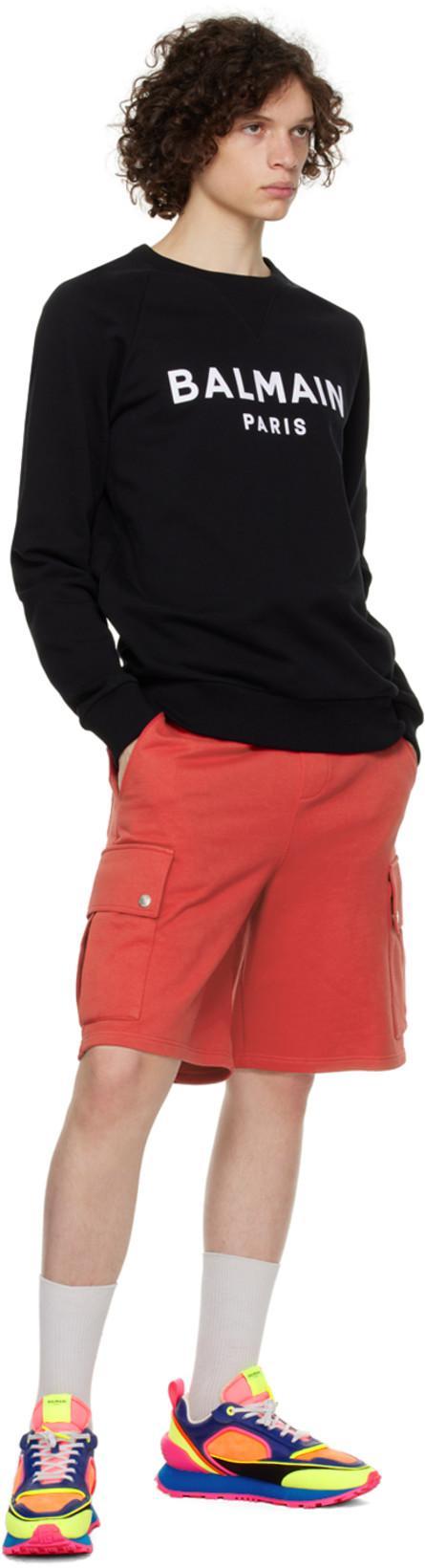 BALMAIN Black Organic Cotton Crewneck Sweatshirt