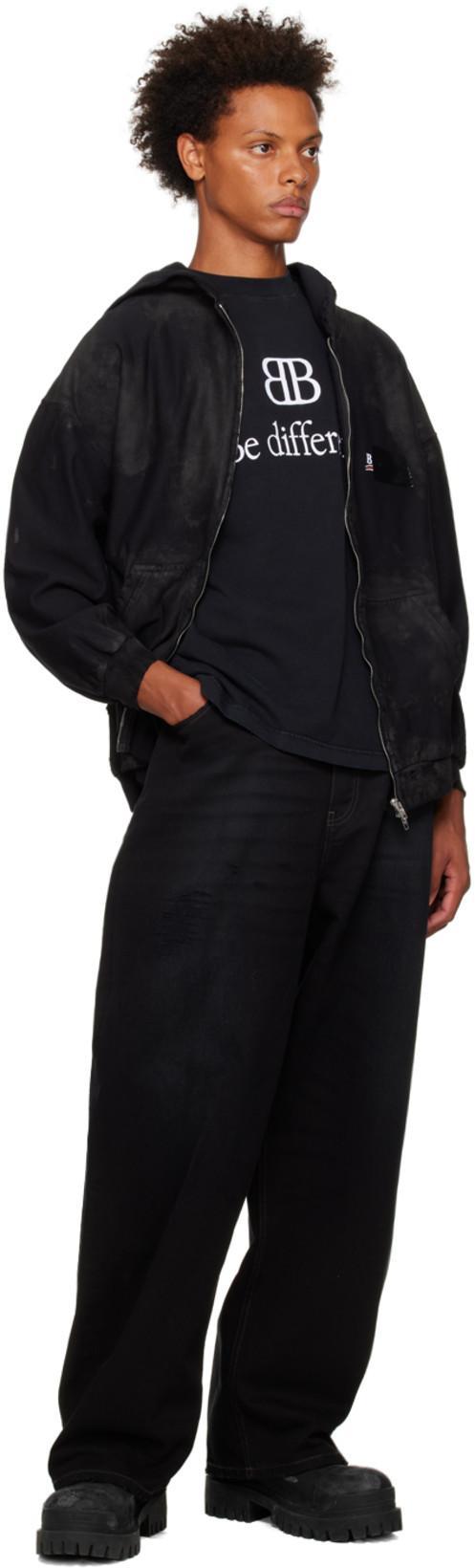 BALENCIAGA Oversized Logo-print Cotton-jersey T-shirt In Black White