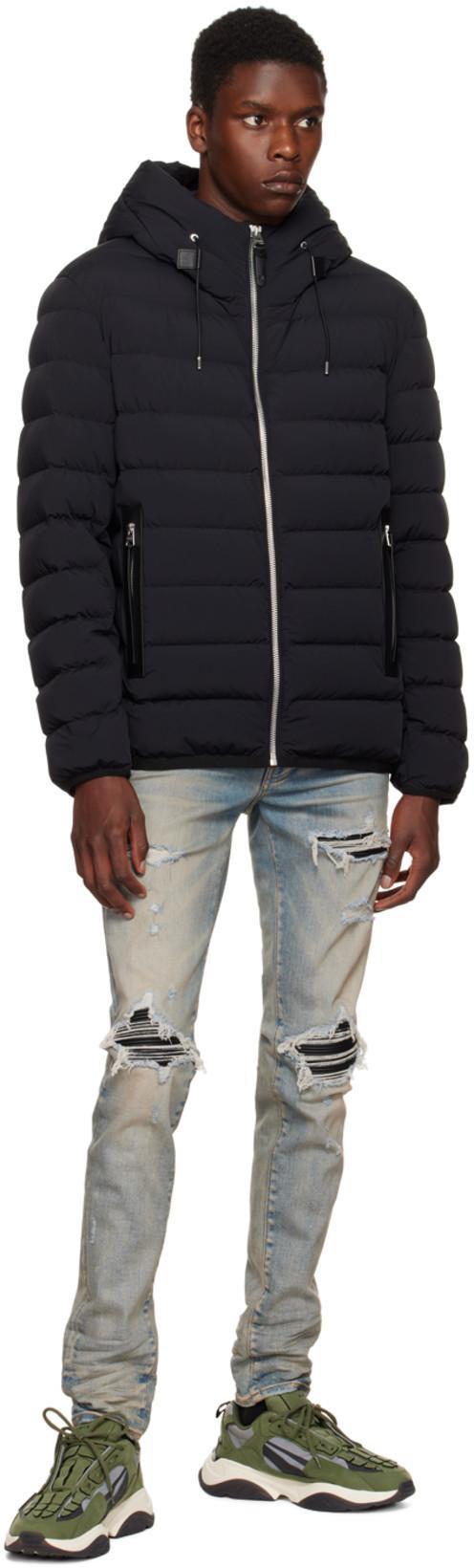 AMIRI Mx1' Ribbed Leather Knee Patch Ripped Washed Skinny Jeans In Clayindigo