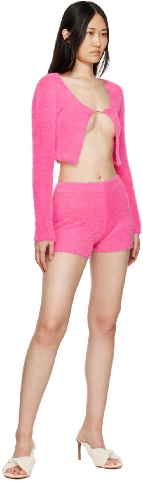 JACQUEMUS Le Short Arancia Ribbed Biker Shorts In Pink