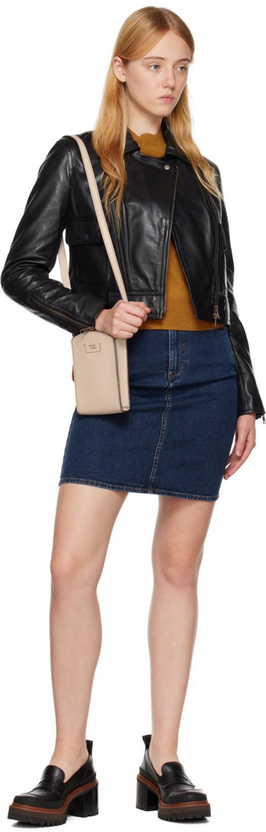 SEE BY CHLOÉ Cropped Wool-paneled Leather Biker Jacket In Black