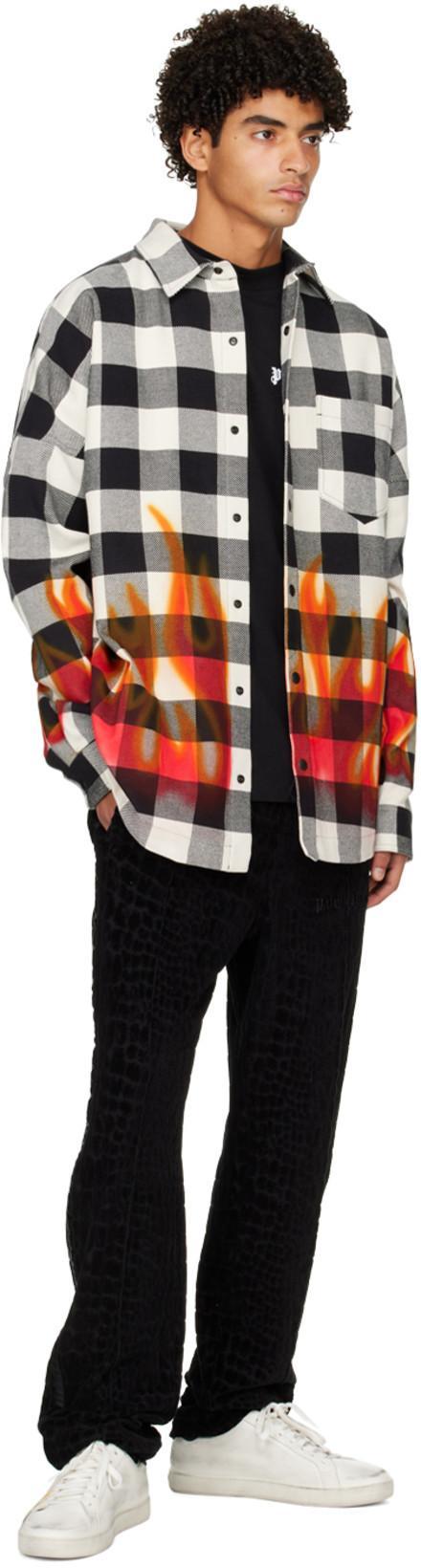 PALM ANGELS Spray Print Flame Logo Sneakers In Neutral