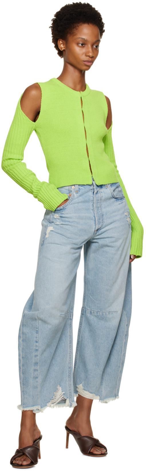 CITIZEN OF HUMANITY Horseshoe Distressed High-rise Wide-leg Jeans In Savahn Light Indigo