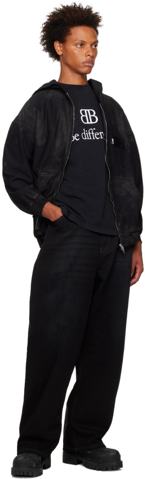 BALENCIAGA Oversized Logo-print Cotton-jersey T-shirt In Black White