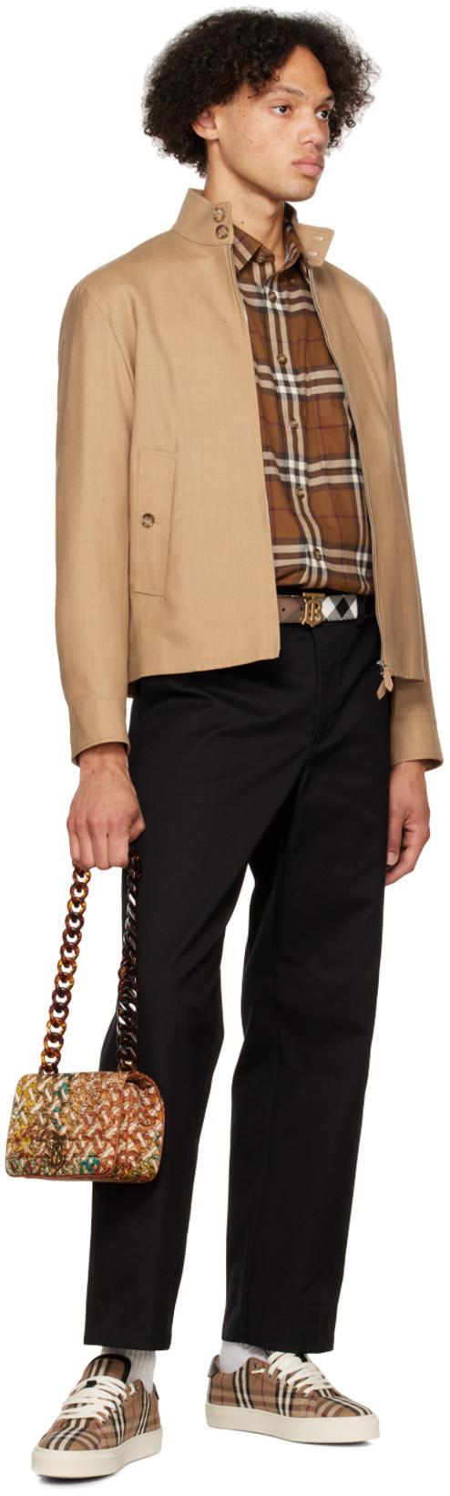 BURBERRY Button-down Collar Check Cotton Flannel Shirt In Dark Birch Brown Check