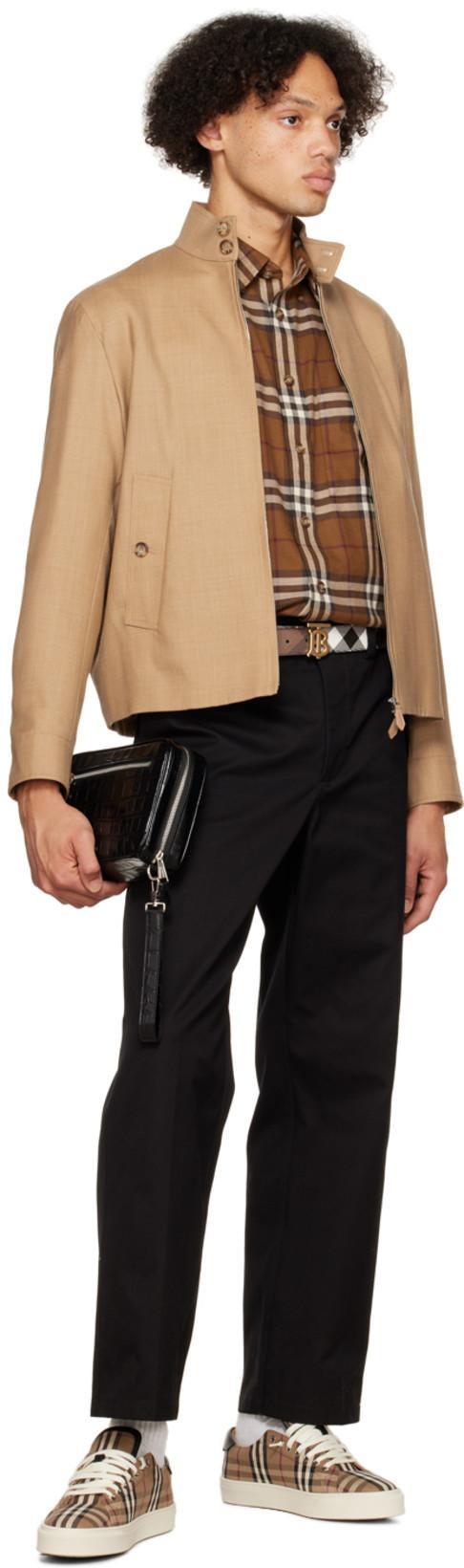 BURBERRY Button-down Collar Check Cotton Flannel Shirt In Dark Birch Brown Check