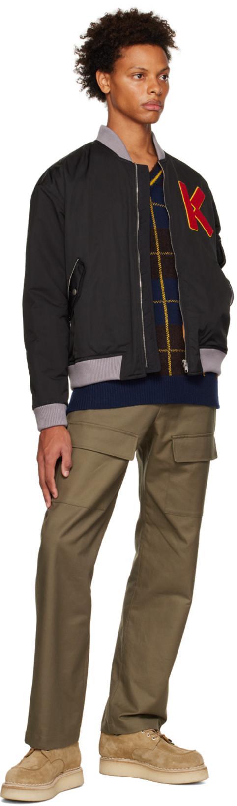 KENZO Logo Patch Tech Twill Bomber Jacket In Black