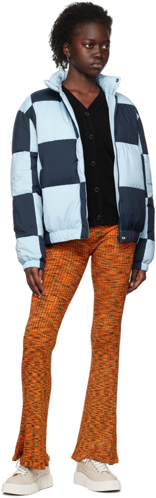 KENZO Checkerboard-print Puffer Jacket In Sky Blue