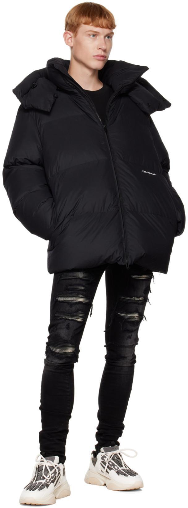 OFF-WHITE Quilted High-collar Down Jacket With Detachable Hood In Gray