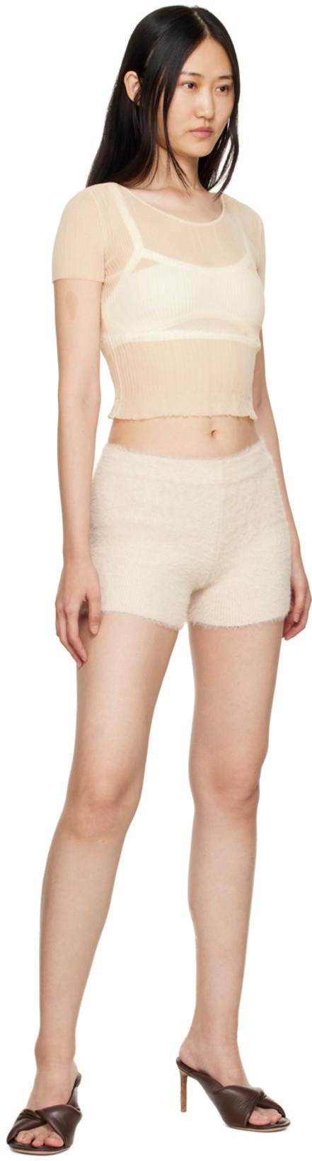 JACQUEMUS High Waist Knitted Cycling Shorts In Beige