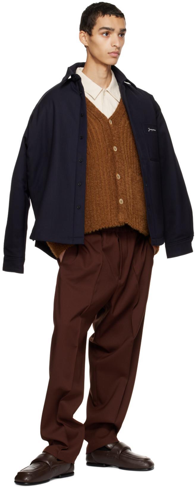 JACQUEMUS Virgin Wool Long-sleeve Shirt With Embroidered Logo In Black