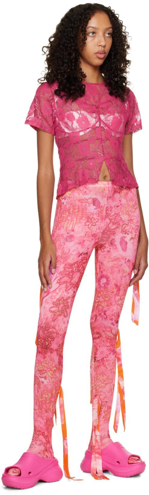 BALENCIAGA + Crocs Pool Perforated Neon Rubber Slides In Electric Pink