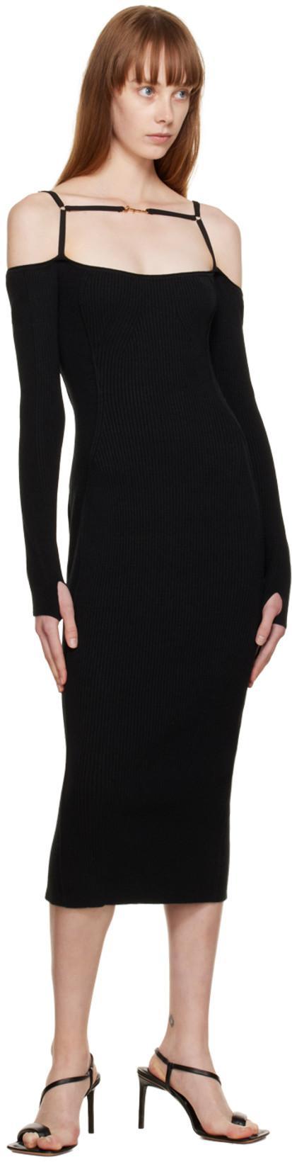 JACQUEMUS La Robe Sierra Ribbed Midi Dress In Black