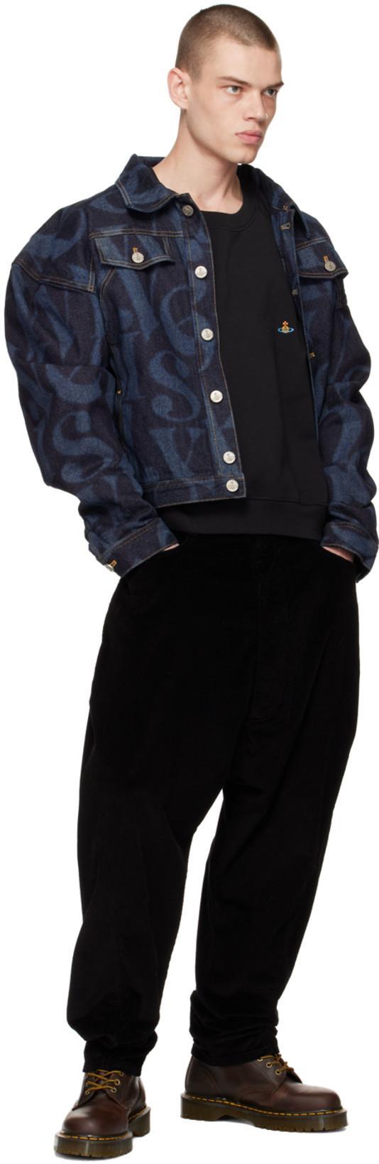 VIVIENNE WESTWOOD Black Crewneck Sweater With Orb Embroidery In Cotton And Cashmere