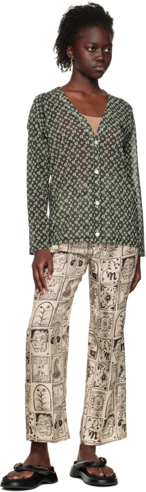 NEEDLES Green V-neck Cardigan In B-clover