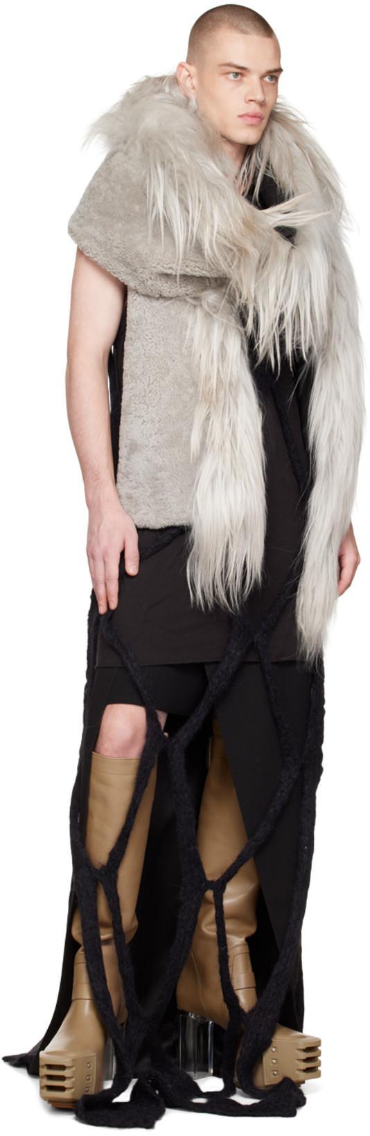 RICK OWENS Taupe Pull On Platform Boots In 88880 Dark Pearl/dar