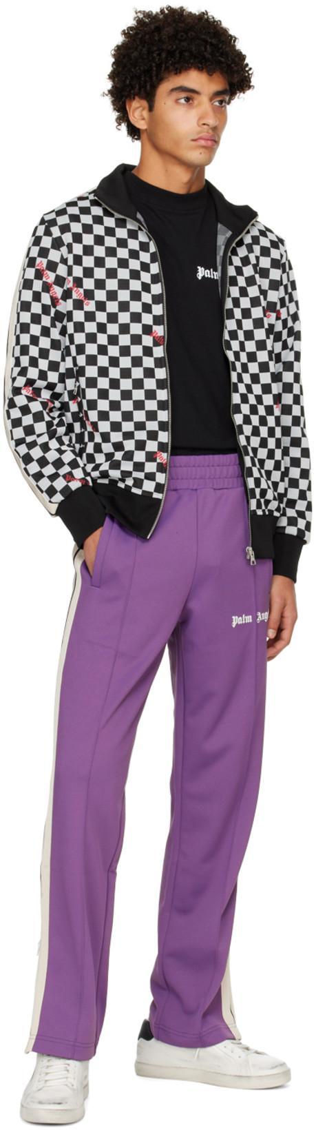 PALM ANGELS Lilac Side-stripe Logo Track Pants In Purple