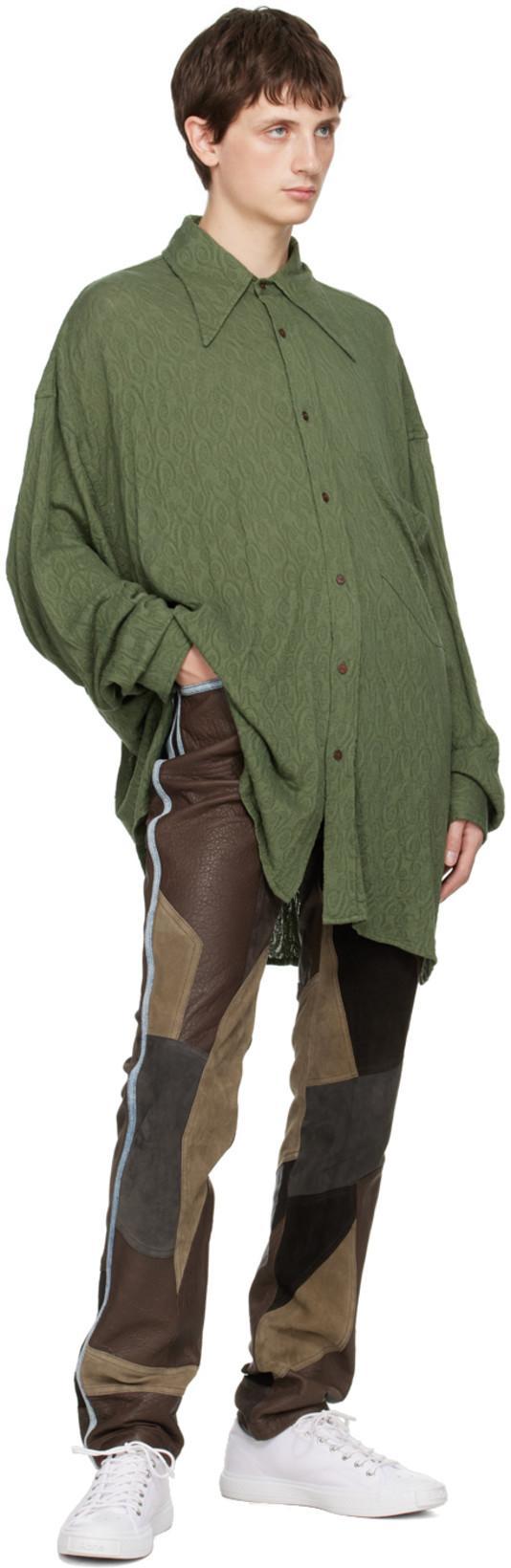 ACNE STUDIOS Lyrite Tapered Denim-trimmed Patchwork Leather Trousers In Dark Brown,multi