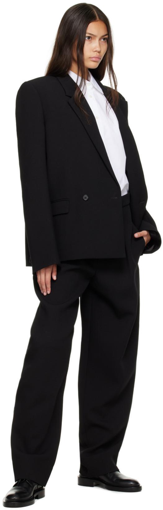 WARDROBE.NYC Pleated Virgin Wool Loose Fit Tailored Pants In Black