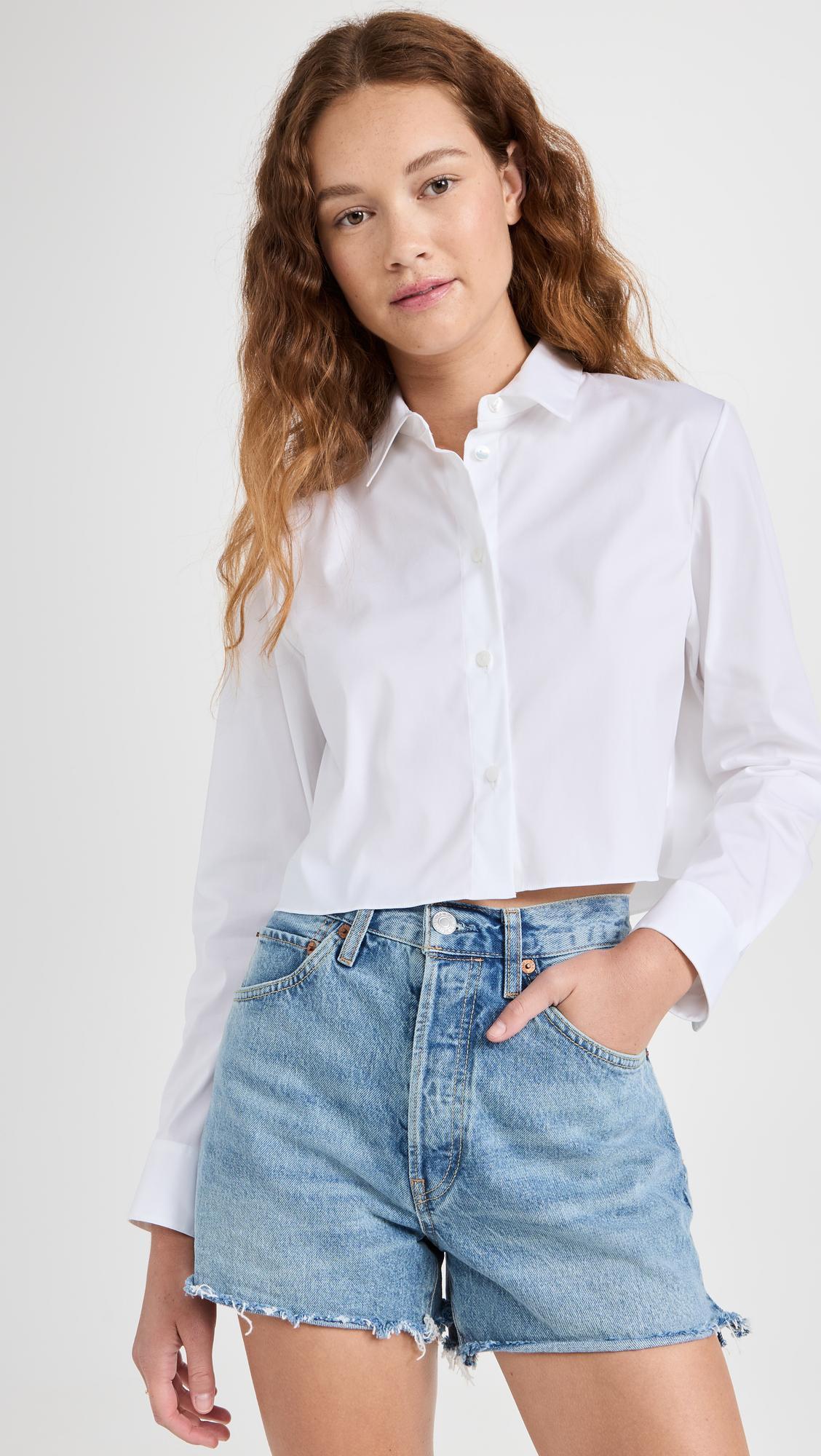 THEORY Button-front Boyfriend Shirt In White