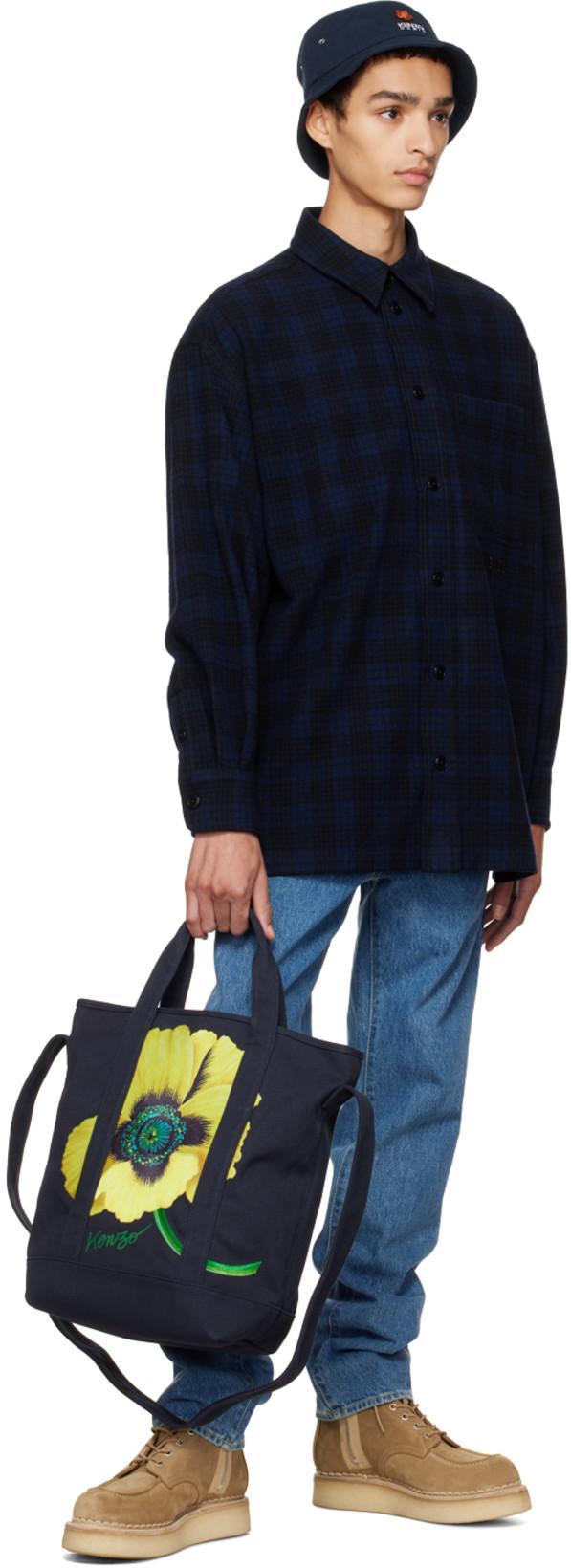 KENZO Boke Embroidery Cotton Canvas Bucket Hat In Blue