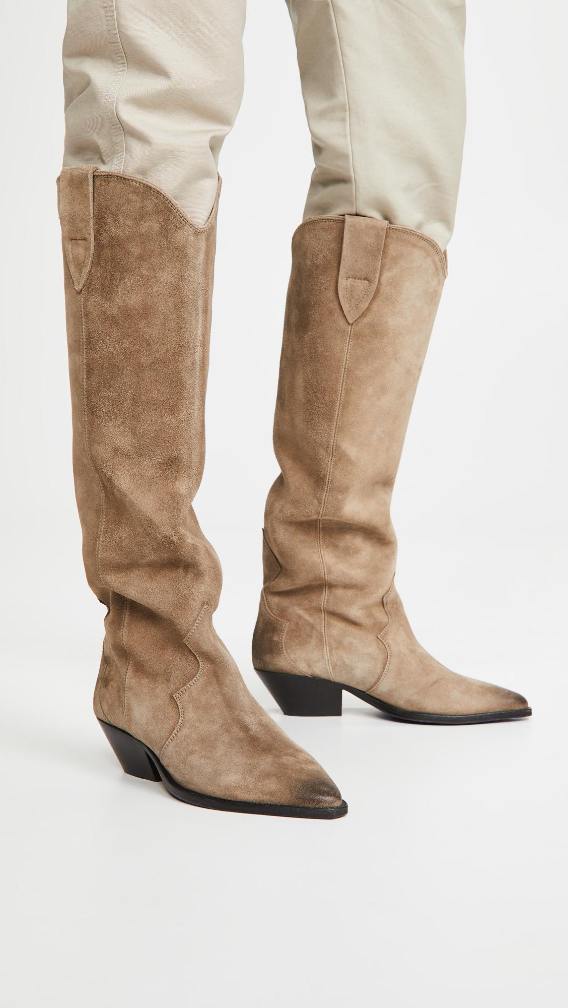 ISABEL MARANT Denvee Pointed-toe Knee-length Boots In Brown