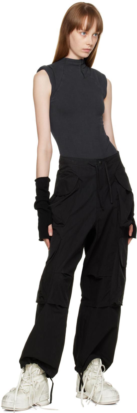 ENTIRE STUDIOS Heavy Gocar Mid-rise Cargo Trousers In Black