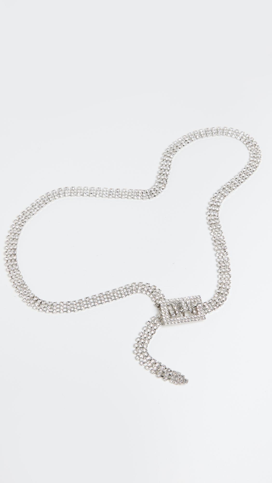 B-LOW THE BELT Baby Farah Crystal Skinny Belt In Silver