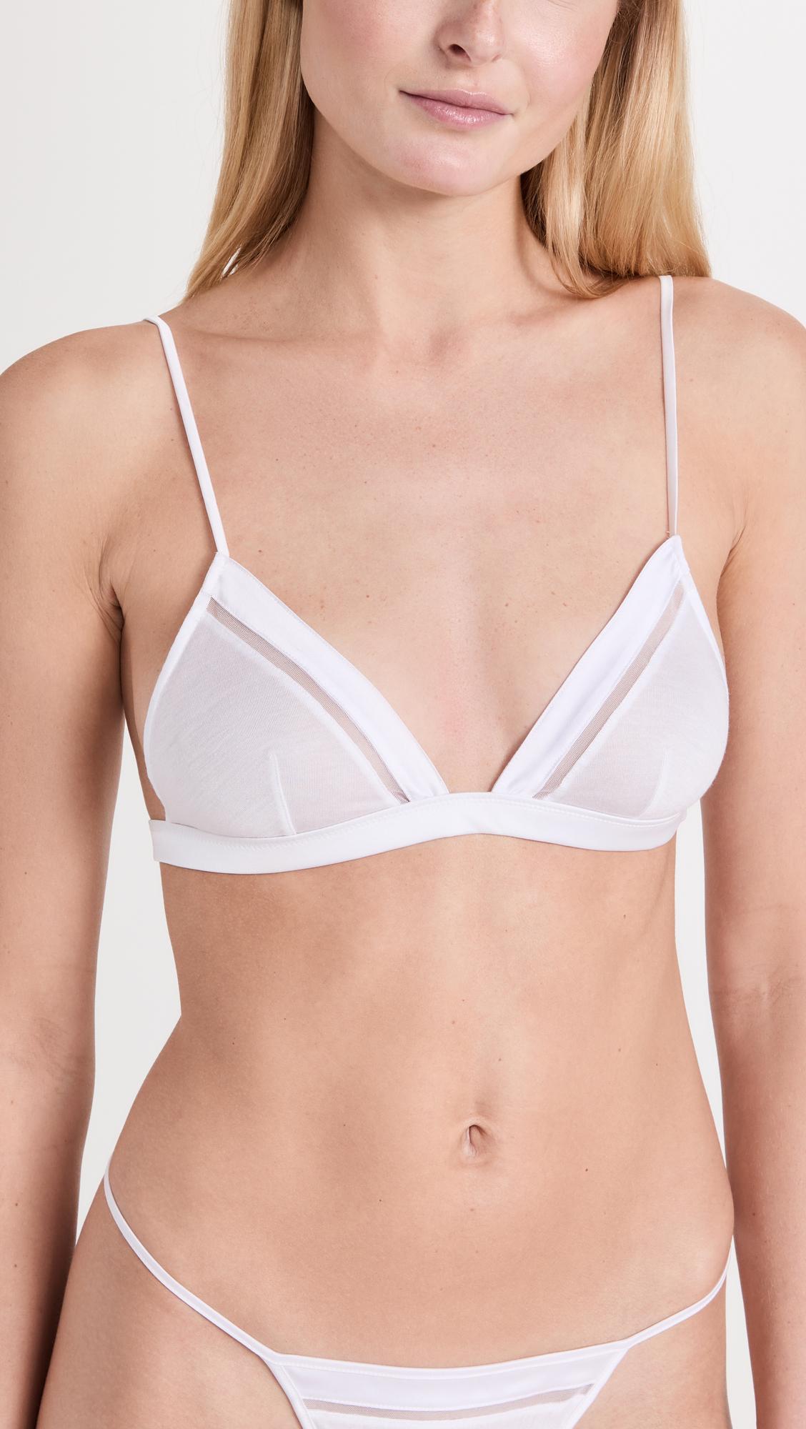 KIKI DE MONTPARNASSE Intime Stretch Silk Trimmed Thong In White