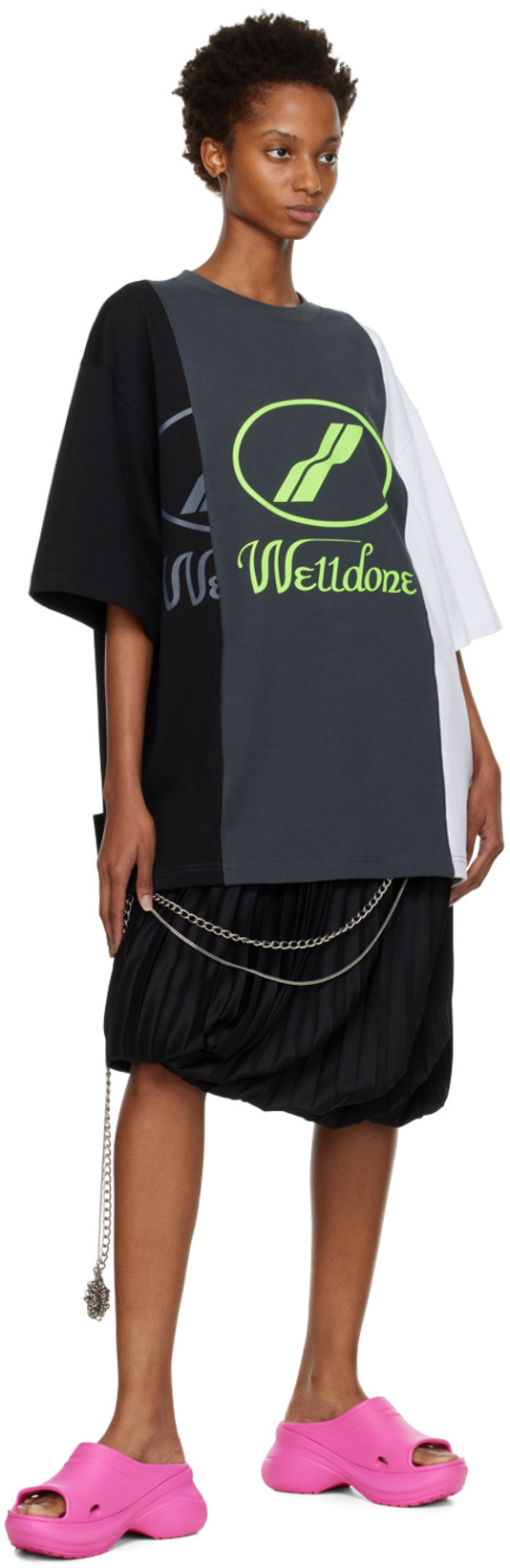 BALENCIAGA + Crocs Pool Perforated Neon Rubber Slides In Electric Pink