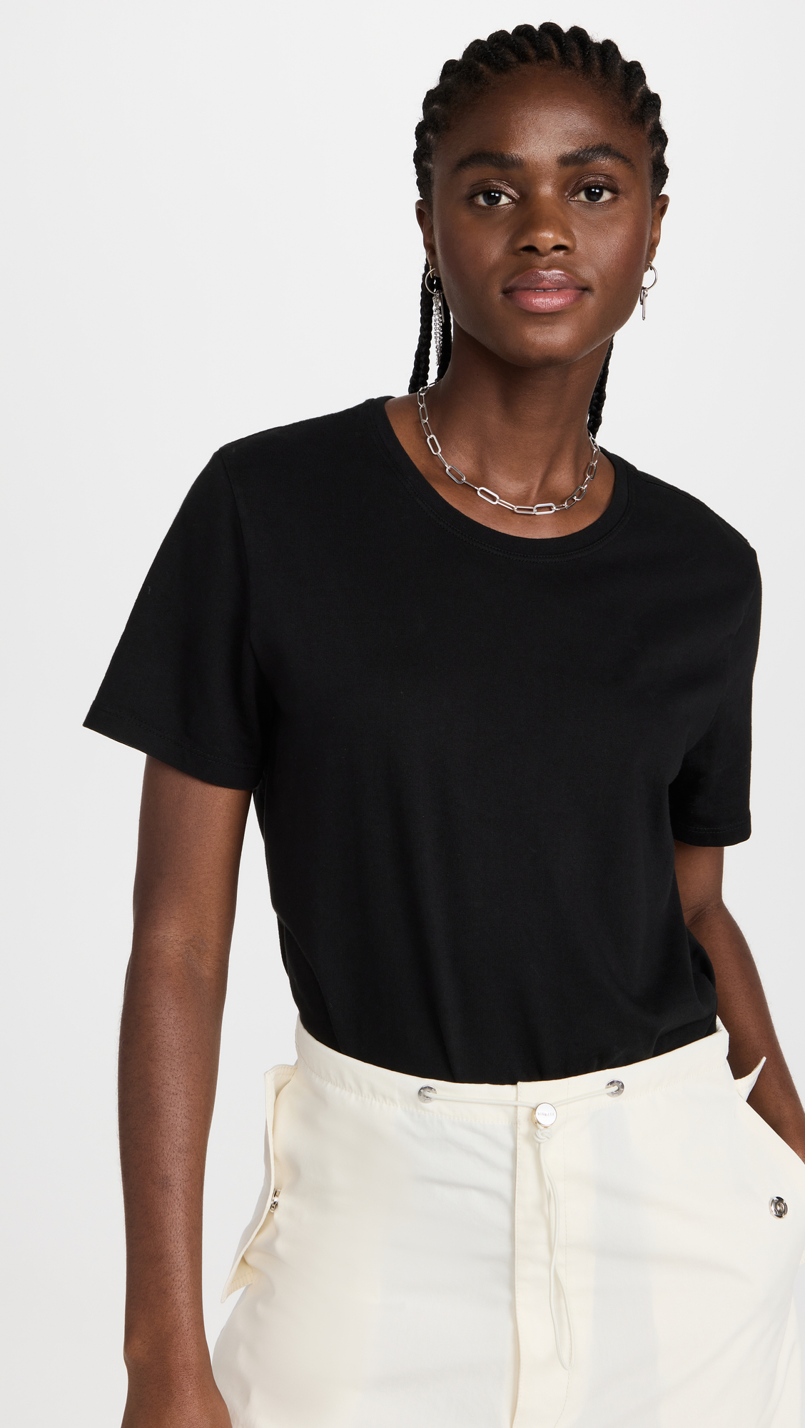GOOD AMERICAN Super Stretch Baby Tee Top In White