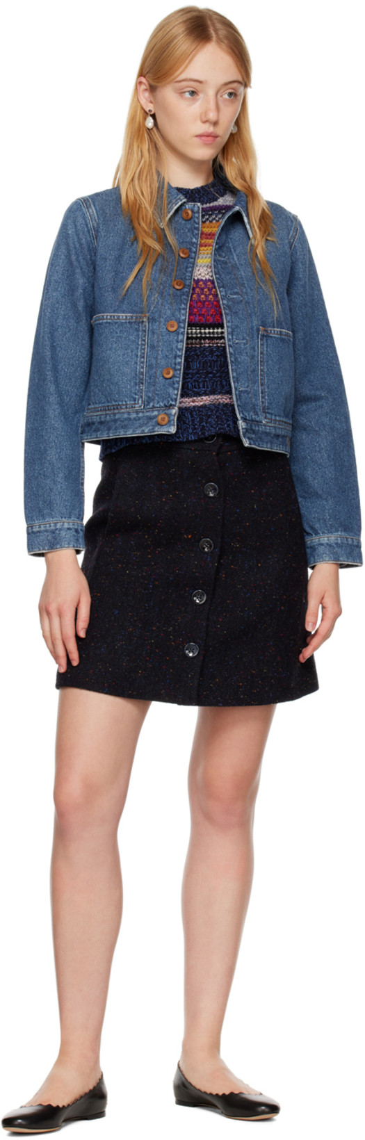 CHLOÉ Lauren Nappa Leather Ballet Flats In Black