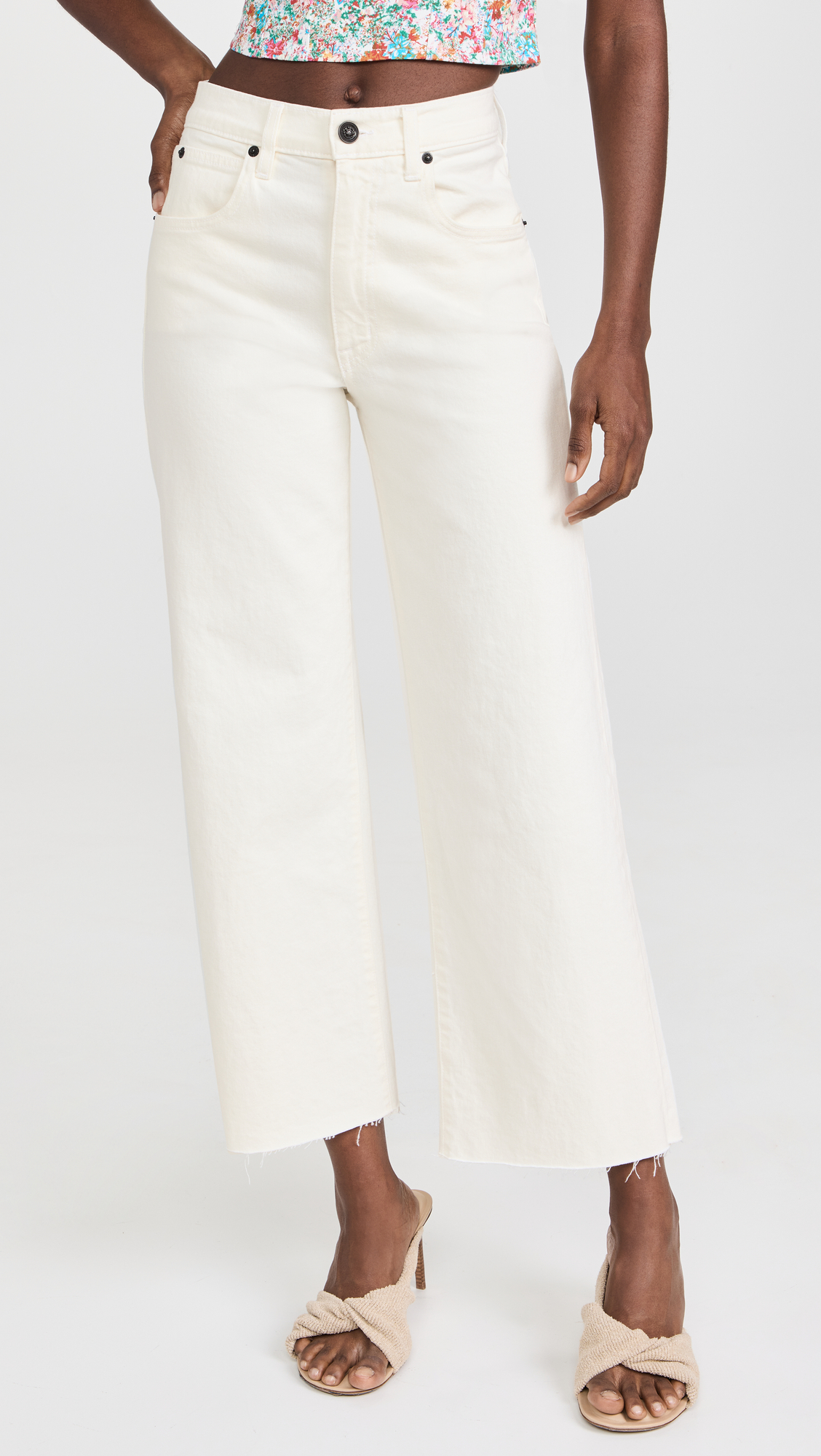 SLVRLAKE Grace High Waist Organic Cotton Denim Wide Leg Jeans In Ecru