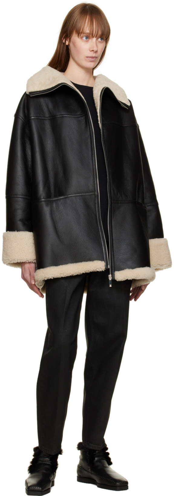 TOTÊME Black Signature Shearling Jacket