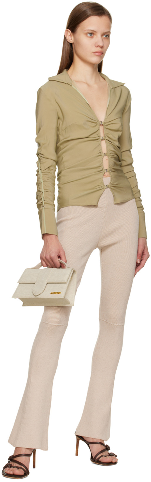 JACQUEMUS V-neck Long-sleeve Cardigan In Nude