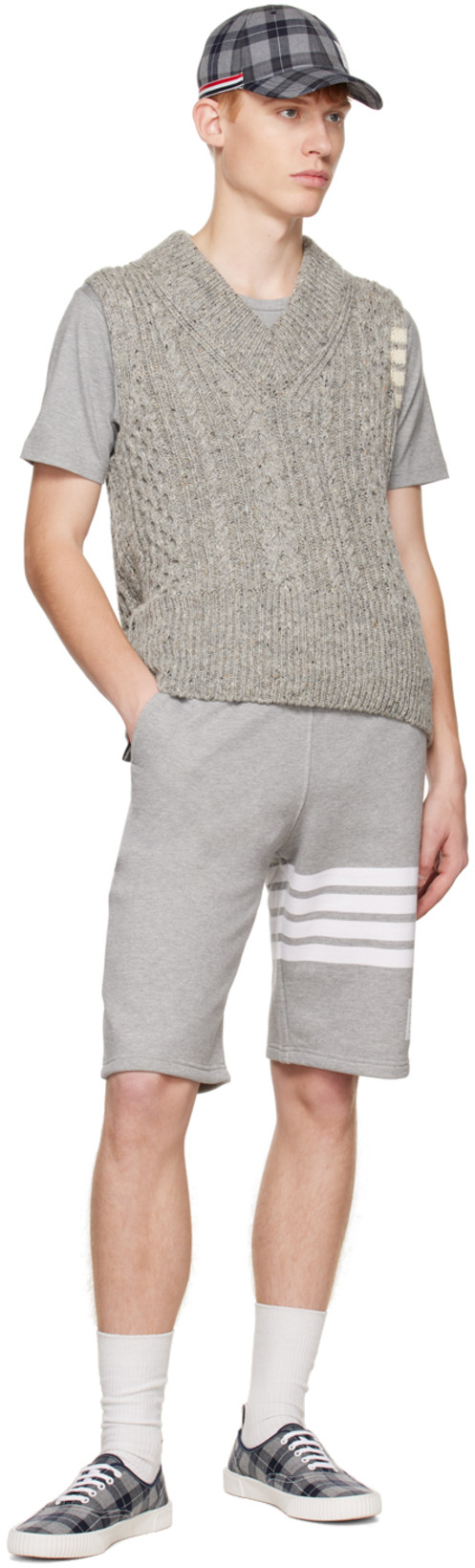 THOM BROWNE T-shirt With Application In Grey