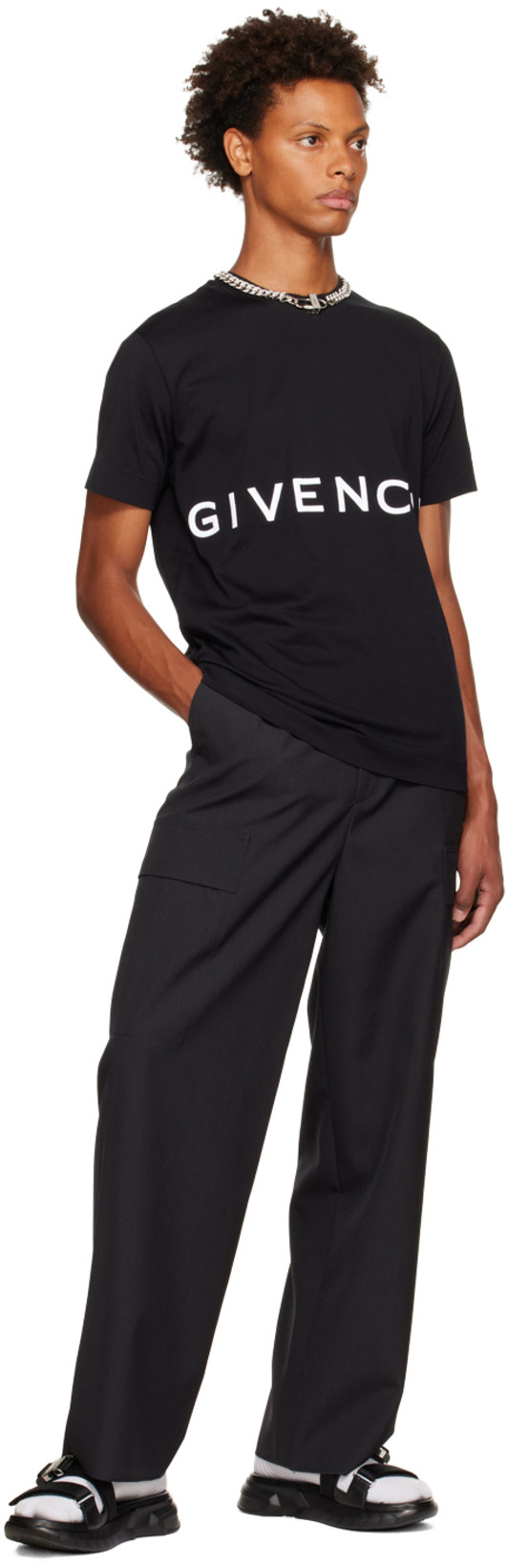 GIVENCHY Logo Print Cotton T-shirt In Black