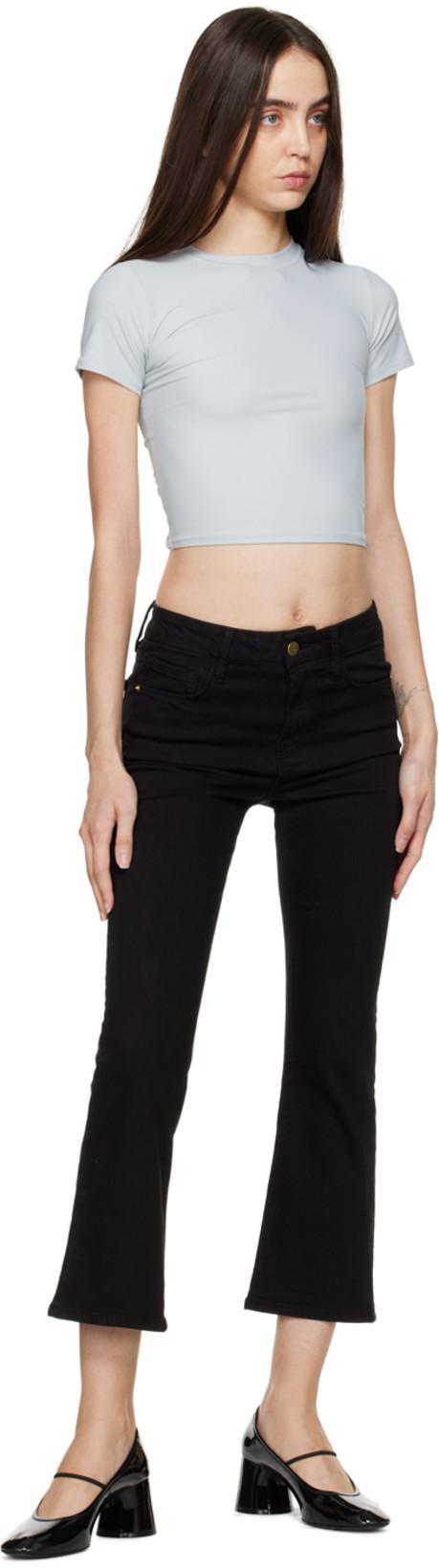 FRAME Suede Le Crop Mini Boot Trousers In Black