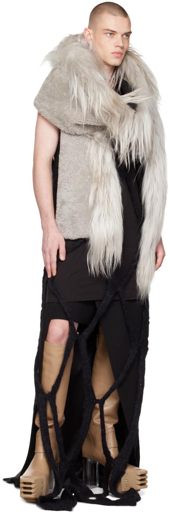 RICK OWENS Taupe Pull On Platform Boots In 88880 Dark Pearl/dar