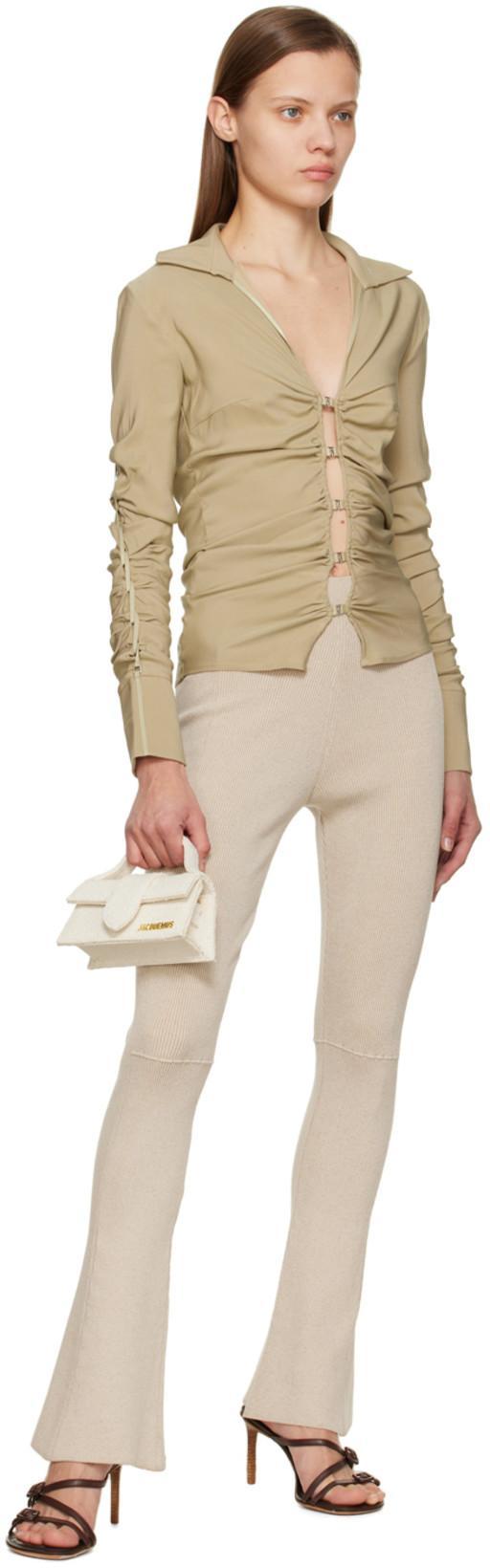 JACQUEMUS V-neck Long-sleeve Cardigan In Nude