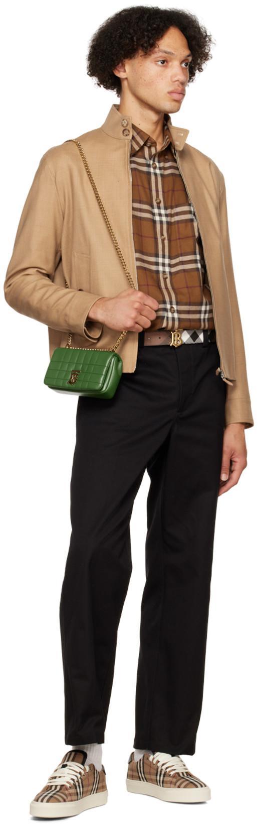 BURBERRY Button-down Collar Check Cotton Flannel Shirt In Dark Birch Brown Check