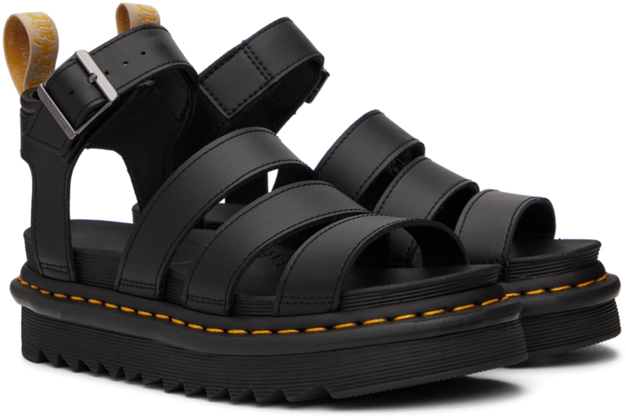 DR. MARTENS Dr.martens Hydro Leather Blaire Sandals In Black Athena