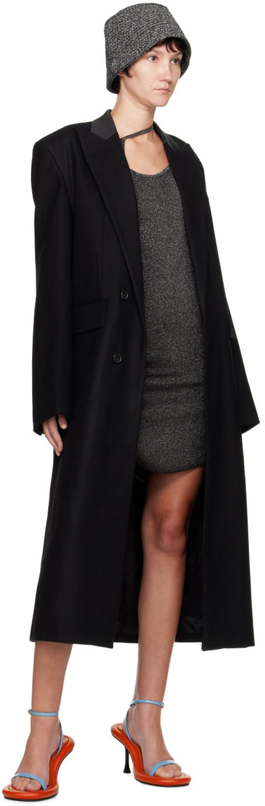 JW ANDERSON Cutout Lurex Knit Asymmetric Mini Dress In Silver