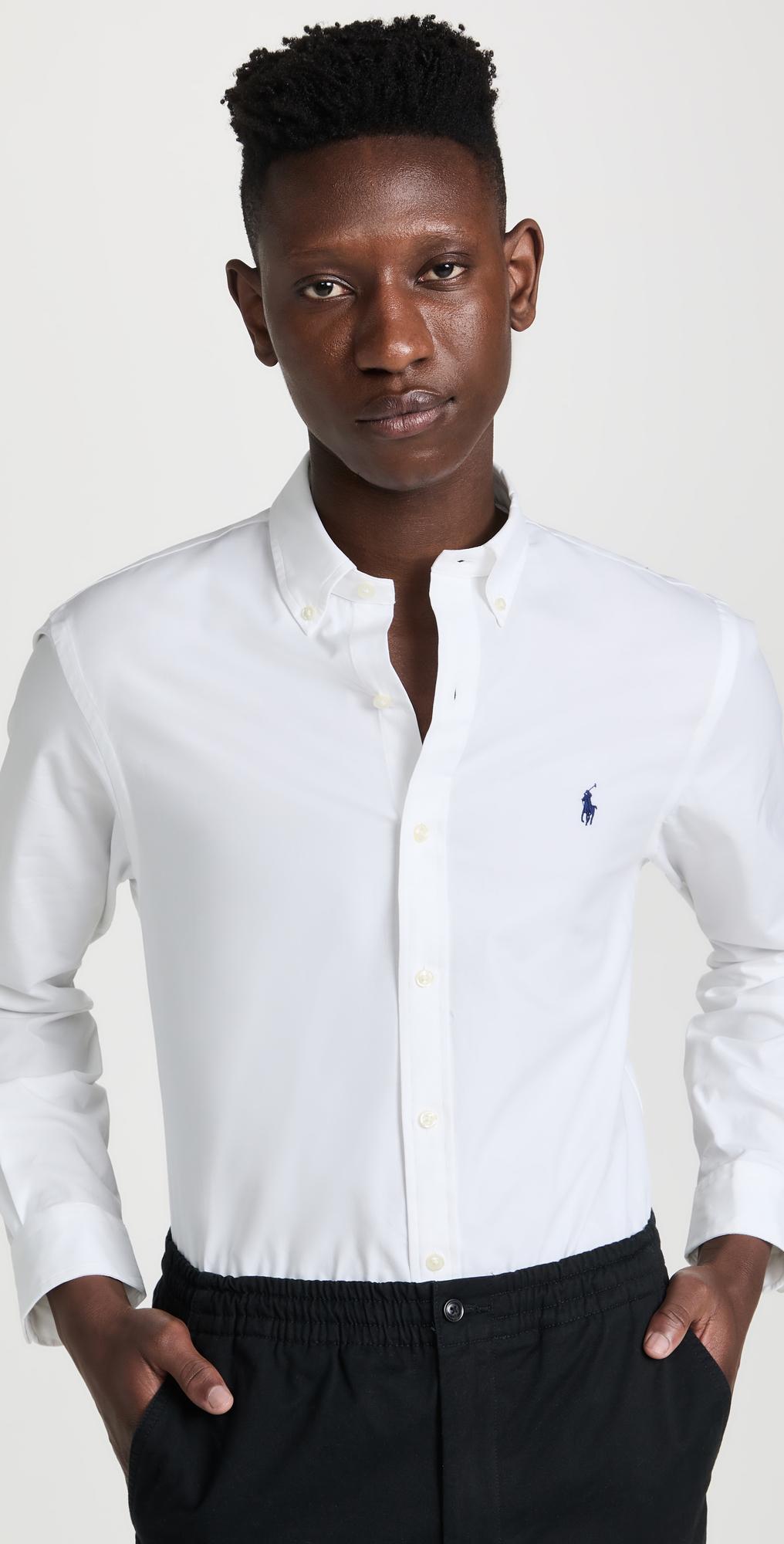 POLO RALPH LAUREN Long-sleeved Button-down Shirt With Tailored Fit In White