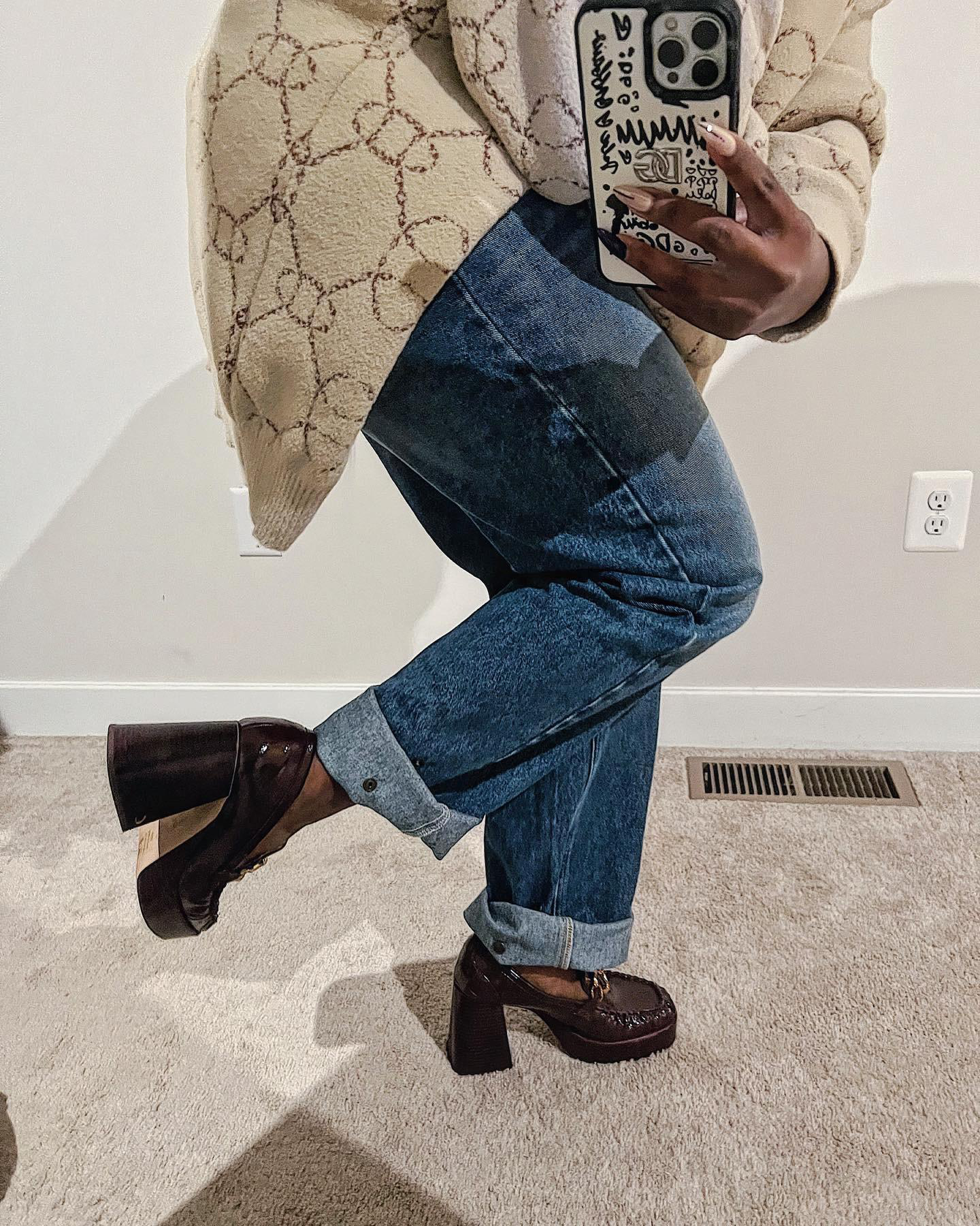 PRADA Chocolate High-heeled Brushed Leather Loafers In Black