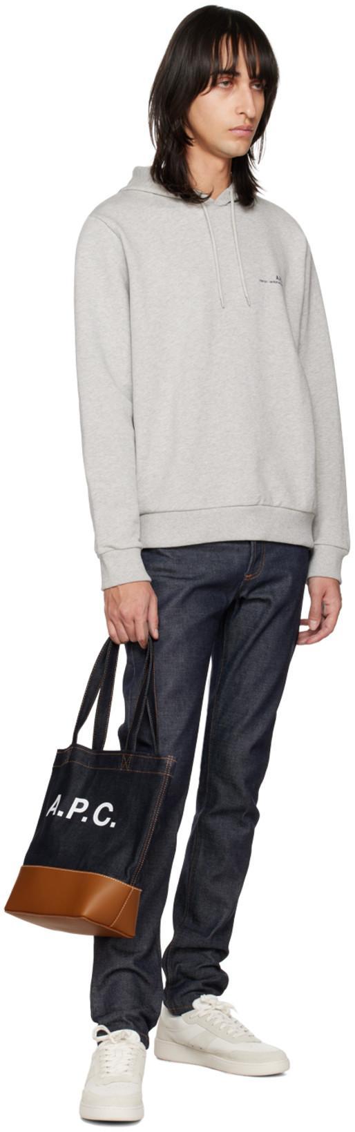 APC Two-tone Denim And Leather Axelle Shopping Bag In Brown