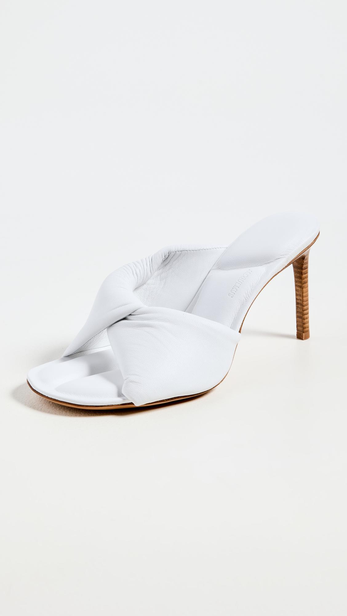 JACQUEMUS 80mm Le Mules Bagnu Leather Sandals In White
