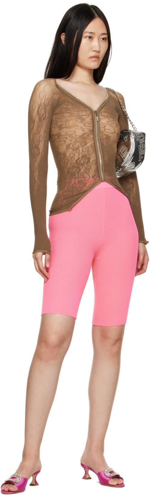 JACQUEMUS Ribbed-knit Cycling Shorts In Pink