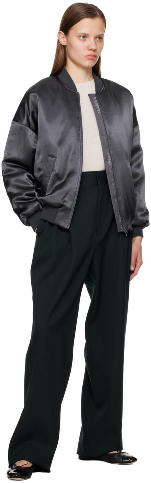 MAX MARA Silver Sierra Bomber Jacket In 8 Midnight Blue